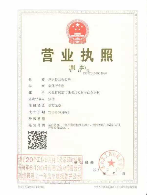 龙山公墓营业执照